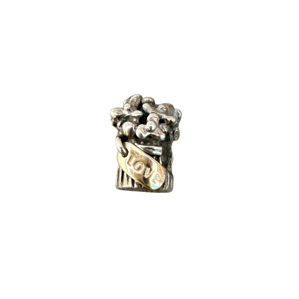 Pandora Charm Womens OS Silver Two Tone 14k Gold Love Bouquet Floral 790212